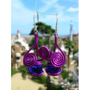 Boucles d'oreilles "cerises" en métal+verre colorés