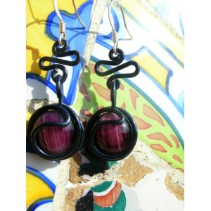 "Ola" earrings with colored wire and glass