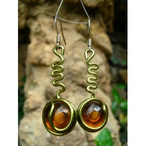 "Père" earrings with color wire and glass