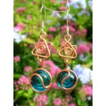 "Estrella brasileña" copper earrings with glass cabochons