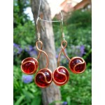"Griottes" copper earrings wih glass beads