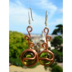 "Lière" copper earrings with glass beads