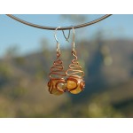 "Zig-zag + arabesque" copper earrings 