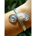 Bracelet à "double-spirales" avec pépites de quartz rose