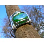 Big square bracelet with big glass cabochon