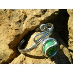 "Zig" bracelet with colored glass cabochon