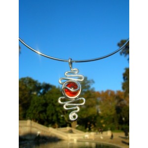 "Doble zig-zag" pendant with colored glass