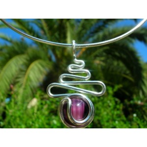 "Zig-zag" small pendant with colored glass