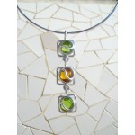 "Triple squares" pendant with colored glass
