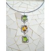 Pendentif "triple-carrés" vert&ambre