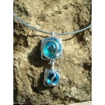 "Doble square" pendant with colored glass