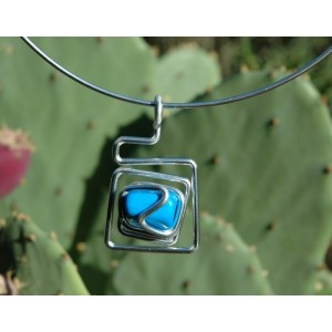 Pendentif "Laberinto" avec pierres naturelles