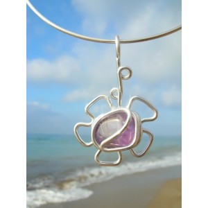 "Flor" pendant with natural stone