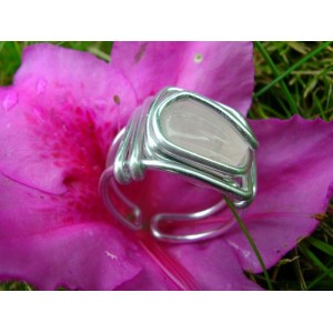 Square ring with small natural stone