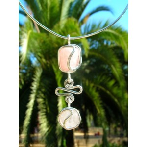 "Ola" pendant with 2 natural stones