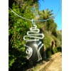 Pendentif "zig-zag+arabesque" avec galet d'onyx