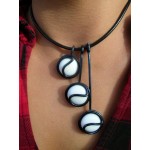 Pendentif "triptik" black is black verre blanc