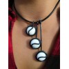 Pendentif "triptik" black is black verre blanc