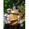 Grand pendentif "tourbillon" en cuivre avec galet d'unakite