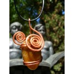 "Cerises" copper pendant with a big natural stone