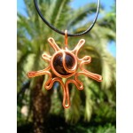 "Sunshine" copper pendant with colored glass
