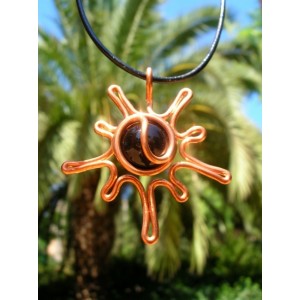 "Sunshine" copper pendant with colored glass