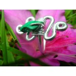 Bague double-courbe avec malachite