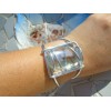 Gros bracelet avec galet de verre ovale transparent
