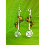 Boucles d'oreilles "molécule" avec perles en pierre naturelle