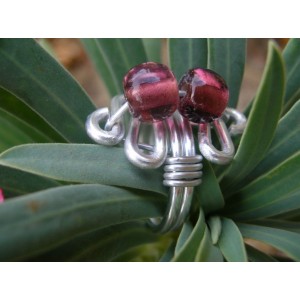 Ring with 2 Indian glass beads