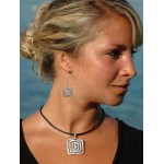 "Square spirales" hammered earrings and necklace set
