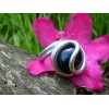 Bague arrondie avec agate bleue décalée