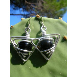 Boucles d'oreilles "triangles" avec verre coloré