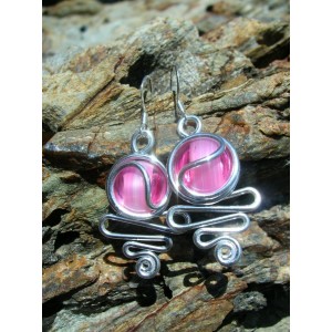 Boucles d'oreilles "kaduceus" avec verre coloré