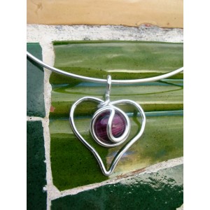 "Coeur" small pendant with colored glass