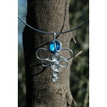 "Dragonfly" pendant with colored glass cabochon