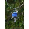 Grand pendentif "nuage" avec galet de verre coloré