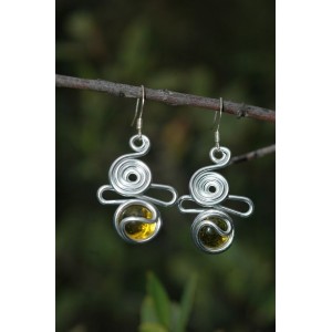 Boucles d'oreilles "nuages" avec cabochons de verre coloré