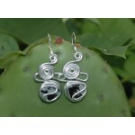 Boucles d'oreilles "nuages" avec petites obsidiennes nevada