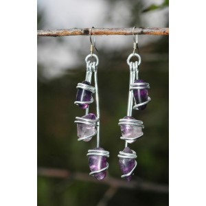 "Triptik" earrings with natural stones