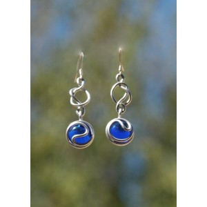 Boucles d'oreilles "enlacements" avec verre coloré