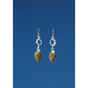 Boucles d'oreilles "enlacement"avec verre coloré