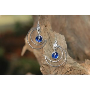 Boucles d'oreilles "Lune Celeste" avec verre coloré