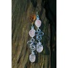 Boucles d'oreilles "Gouttes de volute" avec petits quartz roses