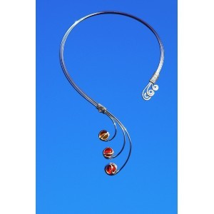 Collier-écharpe "Tiges" avec verre coloré