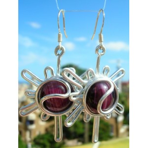 Boucles d'oreilles "Sunshine" avec verre coloré