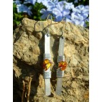 "Minimal" pound earrings with small natural stones
