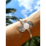 Bracelet "double-spirales" avec quartz rose