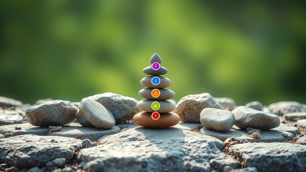 Pierres naturelles alignées selon les chakras