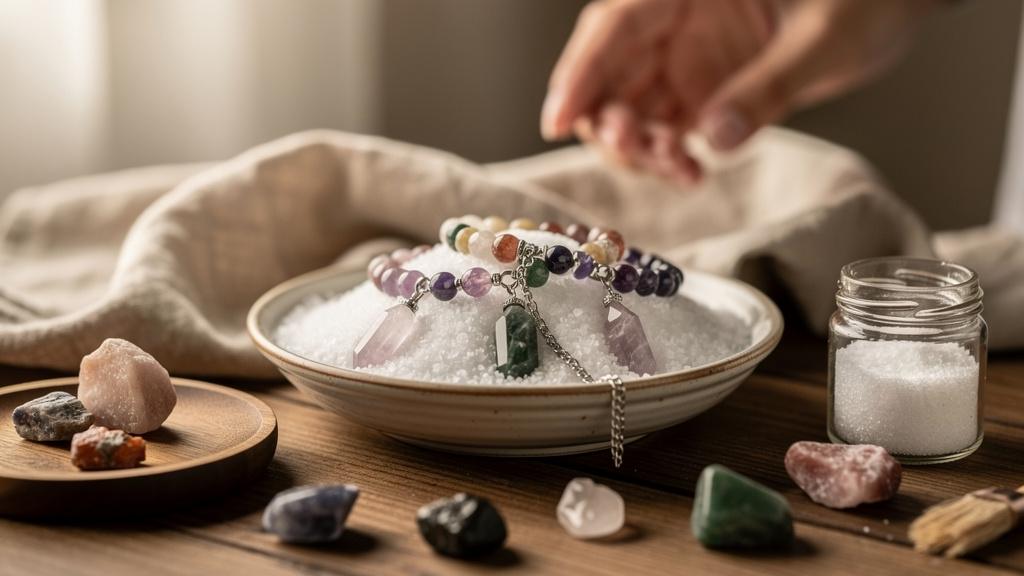 Rituel de purification au sel pour bijoux en lithothérapie